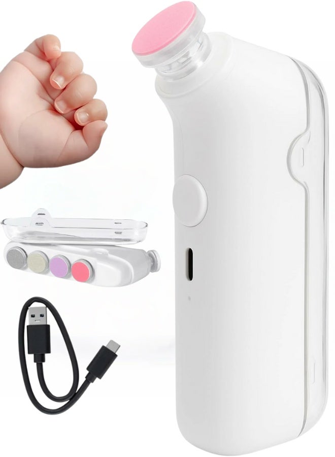 Electric Baby Nail File Drill with LED Light – Safe & Quiet Baby Nail Trimmer Kit with 5 Grinding Heads – Rechargeable 2-Speed Electric Nail Grinder for Newborns, Infants, Toddlers, Kids & Adults – Pain-Free Nail Care with No Sharp Claws or Cuts - Image 1